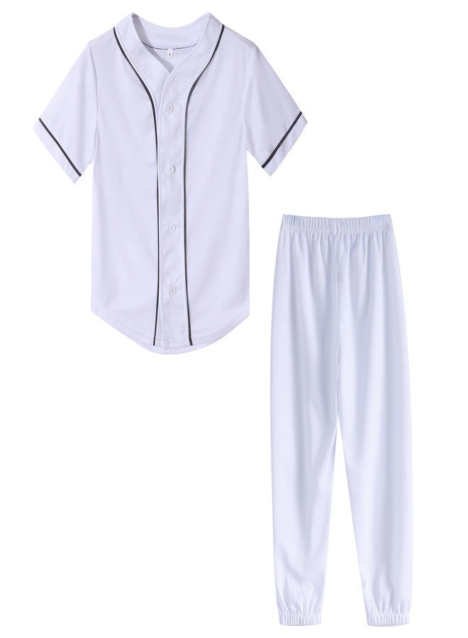 Mowbeat Baby Boy Baseball Jersey White Toddler Baseball Pants Sets Kid Baseball Costumes for Boys Trousers 2PCS 6 Months - Image 1